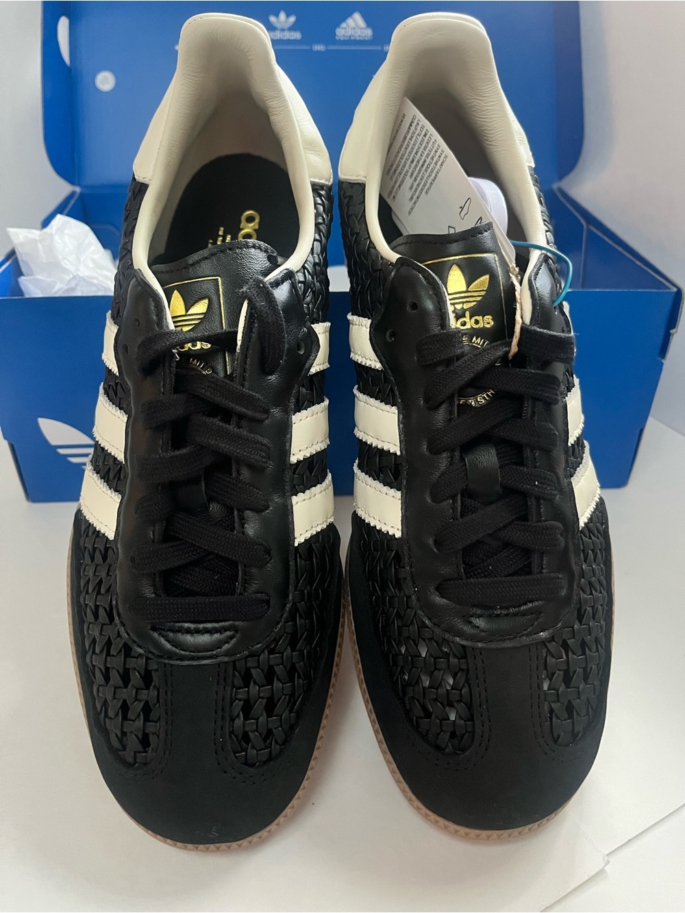 adidas Black and White Woven Samba Sneakers